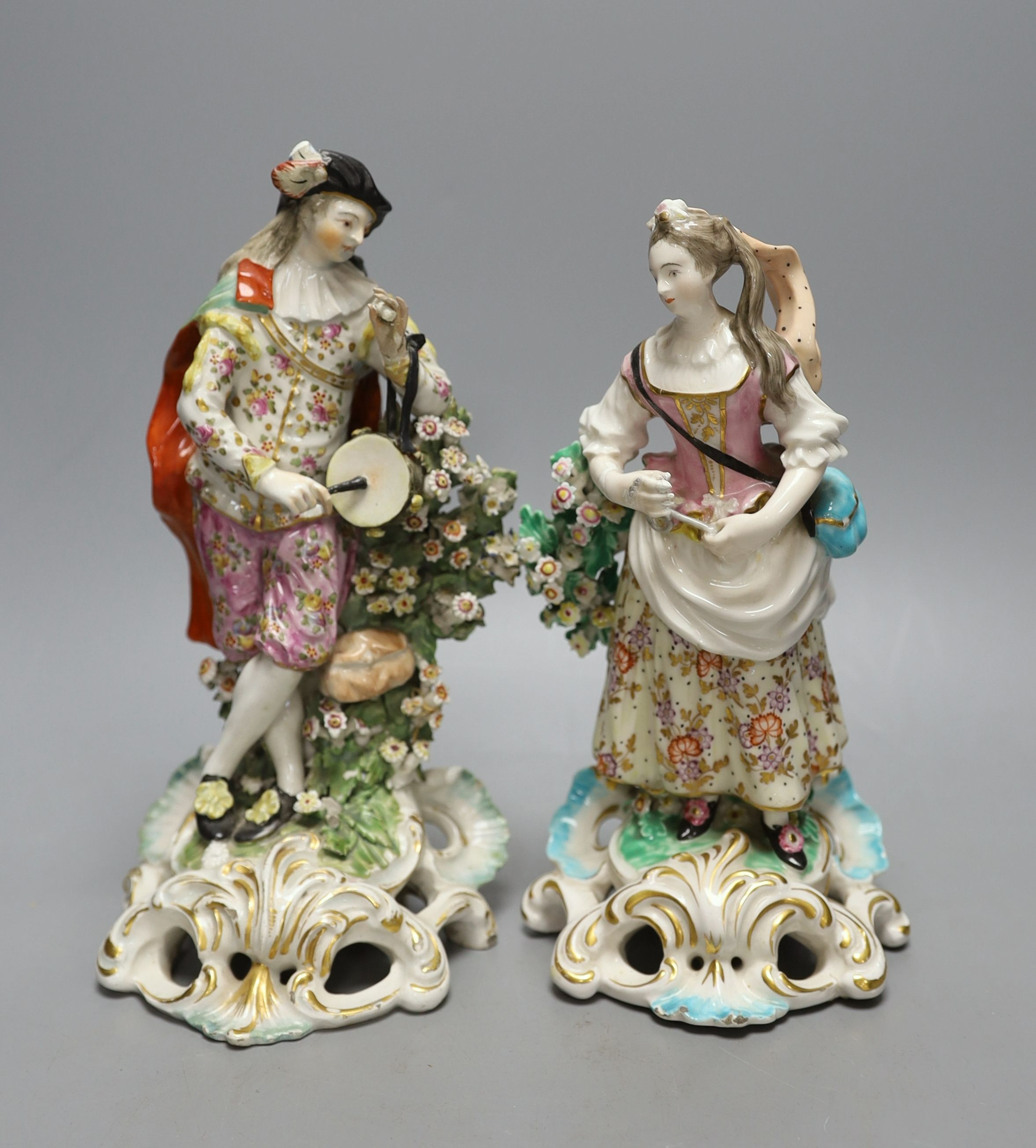 A matched pair of Derby figures, c.1770, the Female figure with incised number ‘No 311. 773’. Tallest 23cm